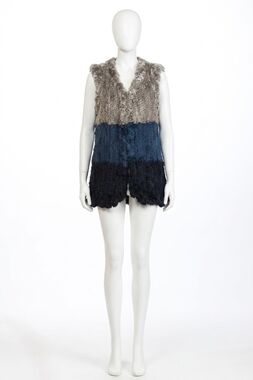 NEW LOVE TOKEN aja fur vest in denim